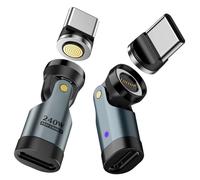 TiMOVO Adaptador Magnético USB C, (2 Pieza) PD 240W Carga, Transferencia de Datos, Rotación de 180° C a C Adaptador Extensor Para iPad/iPhone, Gris