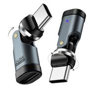 TiMOVO Adaptateur USB C à 90 Degrés, (2 PCS) Adaptateur USB C à Angle Droit PD 240 W, Chargement, Transfert de Données, Adaptateur Rotatif à 360° Et 180° pour iPhone 17/16/15,Ordinateur Portable, Gris