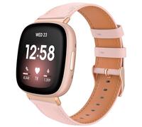 TiMOVO Bracelet de Montre Compatible avec Fitbit Versa 4/3, Sense 2/Sense - Bracelet de Rechange en Cuir Véritable Classique pour Femmes et Hommes, Rose