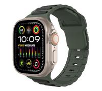 TiMOVO Bracelet de Montre Décontracté Compatible avec Apple Watch 41/40/38 mm, Bracelet en Silicone Hybride en Cuir sans Espace, pour iWatch Series 10/9/8/7/6/5/4/3/2/1/SE, Noir Vert Armée