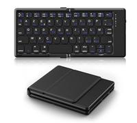 TiMOVO Clavier Bluetooth Pliable, AZERTY Mini Clavier sans Fil de Voyage Portable Rechargeable pour iPad/Smartphone/iPhone/Tablette, Noir