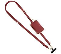 TiMOVO Clip & Go Sangle Téléphone Portable avec Pochette Portefeuille en Cuir, Cordon Bandoulière Universel Réglable Compatible avec la Plupart des Smartphones, Rouge Foncé