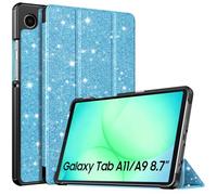 TiMOVO Coque Compatible avec Samsung Galaxy Tab A11/A9 8,7 Pouces (2025/2023), Étui de Protection Fin et Léger avec Dos en PC Rigide, Bleu Ciel Pailleté