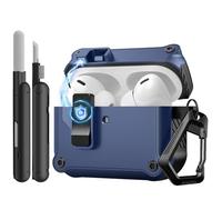 TiMOVO Coque pour Airpods Pro 3 avec Clip de Verrouilage Sécurisé,Bleu+Noir