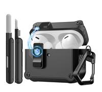 TiMOVO Coque pour Airpods Pro 3 avec Clip de Verrouillage Sécurisé, Noir | Étui Rigide de Protection Intégrale pour Apple AirPod Pro 3e Génération, Crochet d'escalade et Kit de Nettoyage