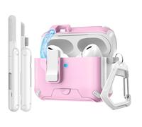 TiMOVO Coque pour Airpods Pro 3 avec Clip de Verrouillage Sécurisé, Rose | Étui Rigide de Protection Intégrale pour Apple AirPod Pro 3e Génération, Crochet d'escalade et Kit de Nettoyage