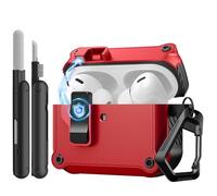 TiMOVO Coque pour Airpods Pro 3 avec Clip de Verrouillage Sécurisé, Rouge