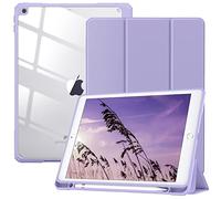 TiMOVO Coque pour iPad 9ème/8ème/7ème Génération 10.2", Taro Violet | Porte-Stylet, Coque Fine Tri-Fold Avec Support, Housse Arrière Transparente, Veille et Réveil Automatiques