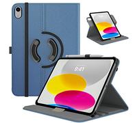 TiMOVO Coque pour iPad (A16) 11ème Génération 11 Pouces 2025/iPad 10ème Génération 10,9 Pouces 2022, Étui Rotatif à 90° en PC Solide avec Réveil/Sommeil Auto et Anneau de Stylet, Bleu Jean