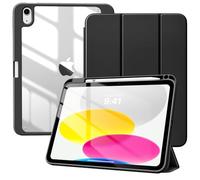 TiMOVO Coque pour iPad 11 Pouces A16 2025 (11ème Génération)/iPad 10ème Génération 2022 10,9 Pouces avec Porte Stylet, Étui Mince Tri-Fold Transparente, Noir