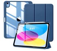 TiMOVO Coque pour iPad A16 11ème Génération 11 Pouces 2025,iPad 10ème Génération 2022 10,9 Pouces avec Porte Stylet,Étui Tri-Fold Transparente,Housse avec Veille/Réveil Auto, Gris Bleu