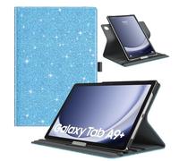 TiMOVO Coque Rotative pour Samsung Galaxy Tab A9+/A9 Plus 11" 2023 SM-X210/X216/X218, Couvercle de Support Rotatif à 90 Degrés pour Tablette Galaxy Tab A9+ Veille Automatique, Bleu Ciel Pailleté
