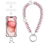 TiMOVO Dragonne de Poignet pour Coque de Téléphone, Bracelet Amovible avec Perle Décorative & Languette, Bracelet Main Libre pour Femme, Rose