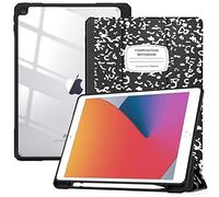 TiMOVO Étui Compatible avec Nouvel iPad 9ème Gén 2021/iPad 8ème Génération 2020/iPad 7ème Génération 10.2" 2019,Coque de Protection avec Porte-Crayon,Réveil/Veille Automatique, Cahier Noir