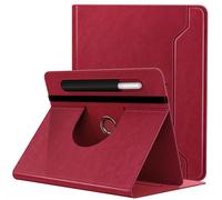 TiMOVO Étui Compatible avec Tablette 9-11 Pouces, Étui de Protection en PU, Coque pour Tablette Rotative à 360 Degrés avec Poche, Couverture de Protection pour Tablettes 9-11 Pouces, Vintage Rouge