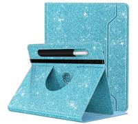 TiMOVO Étui Compatible avec Tablette 9-11 Pouces, Étui de Protection en PU, Coque pour Tablette Rotative à 360 Degrés avec Poche, Couverture de Protection pour Tablettes 9-11 Pouces, BleuCielPailleté