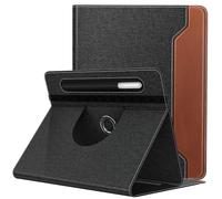 TiMOVO Étui Compatible avec Tablette 9-11 Pouces, Étui de Protection en PU, Coque pour Tablette Rotative à 360 Degrés avec Poche, Couverture de Protection pour Tablettes 9-11 Pouces, Denim Noir & Brun