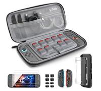 TiMOVO Étui de Protection pour Nintendo Switch 2, Kit Accessoires Switch 2 avec Pochette, Coque PC Transparente, Housse JoyCon TPU, 2 Verre Trempé et 8 Capuchon de Poignée de Pouce, Gris
