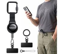 TiMOVO Lanière Téléphone Antivol Rétractable Acier, Noir