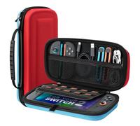TiMOVO Pochette Housse pour Nintendo Switch 2 2025, Étui de Transport pour Switch 2 Console et Accessoires avec Poches et 10 Cartouches de Jeu, Sacoche Rigide de Protection Portable, Bleu+Rouge