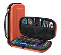 TiMOVO Pochette Housse pour Nintendo Switch 2 2025, Étui de Transport pour Switch 2 Console et Accessoires avec Poches et 10 Cartouches de Jeu, Sacoche Rigide de Protection Portable, Orange
