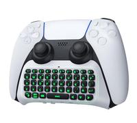 TiMOVO QWERTY Clavier Rétroéclairé Vert Compatible avec PS5 Manette, Clavier Bluetooth sans Fil avec Haut-Parleur Intégré & Prise Audio 3,5 mm, Clavier de Manette de Jeu pour PS5 Contrôleur, Blanc