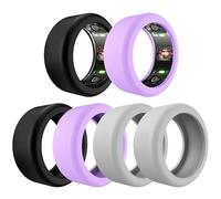 TiMOVO Silicone Ring Case Compatible avec Ring Gen 3/Oura 4, Galaxy/Ultrahuman AIR/RingConn, Fits All, Universal 6-14 Size, Noir+Gris+Violet