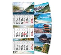 Timr calendrier 3 mois 2026 images - calendrier mural 3 mois avec curseur à suspendre - calendrier illustré 6 motifs interchangeables - 81 cm - multilingue D GB F E - tr336
