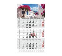 Timr calendrier 3 mois 2026 vue annuelle - 53 cm - international multilingue D GB F I E NL - calendrier mural avec curseur - thème Grèce I tr346