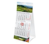 Timr Calendrier de bureau 2027 compact trimestriel - tr486 | Bloc détachable 95 × 135 mm, calendrier 2027 en 3 langues, 3 mois toujours visibles, grands caractères.
