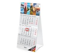 Timr calendrier de table 2026 petit à poser - 3 mois avec curseur calendrier pour table bureau motif continents I tr359