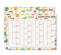 Timr Calendrier mural 2026/2025 Motif fruits - Format A3 Calendrier 12 mois I tr291