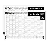 Timr Calendrier mural 2026 incluant le motif 2025 Typo - Format DIN A2 (59,4 x 42 cm) Calendrier 2 x 12 mois I recto-verso I Calendrier annuel grand moderne I noir et blanc I tr298