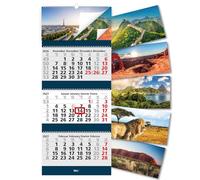 Timr Calendrier trimestriel 2027 spirale bloc photo - tr454 | Calendrier photo 81 cm, multilingue, motif voyage autour du monde, suspension en métal, pratique et décoratif.