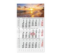 Timr calendrier trois mois 2026 aperçu annuel - 53 cm - International multilingue DE/GB/FR/IT/ES/NL - calendrier mural avec curseur - motif coucher de soleil I tr343