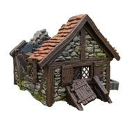 Tims Plum Ruines médiévale de campagne pour table - Kit de 6 pièces de 28 mm en PLA, impression 3D, bâtiments miniatures, terrain et accessoires pour Warhammer, RPG Fantasy & Wargaming, gris