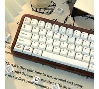 TIMSEKER Lot de 130 touches minimalistes en PBT blanches - Touches Cherry Profile Dye-Sublimation pour clavier mécanique ANSI avec touches d'accentuation colorées