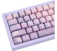TIMSEKER Lot de 136 touches esthétiques, touches PBT MOA violettes, touches Cherry MX pour clavier mécanique ANSI, touches rondes à texture ondulée