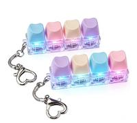 TIMSEKER Lot de 2 claviers mignons en forme de cœur pour adulte avec lumière LED, porte-clés multifonction, articles de soulagement de l'anxiété, testeur de touches transparent blanc et multicolore