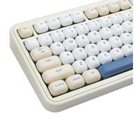 TIMSEKER MOG Profile Lot de 140 touches en PBT colorées par sublimation - Jolies touches rondes personnalisées - Jaune, bleu et crème - Compatible avec les claviers mécaniques ANSI