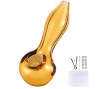 TIMSURE Pipe à fumer en verre, bol conique résistant à la chaleur, inodore, comprend 10 filtres, boîte de rangement, brosse de nettoyage et racloir pour tuyau