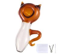 TIMSURE Pipe à herbes en verre borosilicate faite à la main avec motif chat - Outil 3 en 1 et boîte de rangement - Transparent