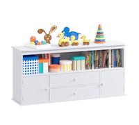 Timy Bibliothèque de rangement pour jouets de 131,8 cm, étagère de rangement pour jouets, armoire de rangement en bois, bacs de rangement pour la lecture, le rangement, les jeux (blanc)