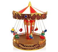 TIN DREAMS | Carrousel de Noël avec Mouvement, Musique et Lumières | Carrousel à Balançoires | Manège Musical | Décoration de Noël pour la Maison | Accessoires pour Village, Ville et Miniature de Noël