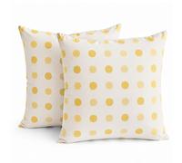 TIN DREAMS FACTORY | Lot de 2 Housses de Coussin 45x45 cm Jaune Pastel Motifs Cercles - Déhoussables et lavables - Coussins Modernes - Fabriquées en Espagne - Décoration Maison, lit, canapé, Fauteuil