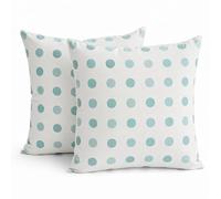 Tin Dreams Factory | Lot de 2 housses de coussin 45x45 cm tons mint doux à motifs cercles - Déhoussables lavables - Coussins modernes - Fabriquées en Espagne - Décoration maison, lit, canapé, fauteuil