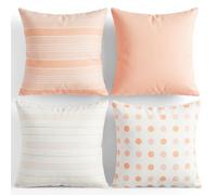 TIN DREAMS FACTORY | Lot de 4 Housses de Coussin 45x45 cm Tons pêche Doux - Déhoussables et lavables - Coussins Modernes - Fabriquées en Espagne - Décoration Maison, lit, canapé, Fauteuil