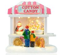 TIN Dreams| Figurine Stand de Barbe à Papa avec Mouvement et Lumières LED| Scène de Noël Animée| Maison Illuminée pour Village Miniature, Accessoire Christmas | Décoration de Noël pour la Maison