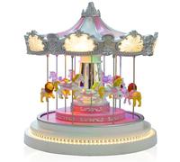 TIN Dreams | Grand Carrousel de Noël Musical avec Mouvement, Lumières LED et Bluetooth | Manège Décoratif | Petit Village de Noël, Scène Lumineux et Animé | Boîte à Musique Décoration Noël Intérieure