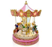 TIN Dreams | Petit Carrousel de Noël avec Mouvement, Musique et Lumières LED | Little Carrusel | Manège Musical pour Décoration de Noël à la Maison | Accessoire pour Village ou Scène de Noël